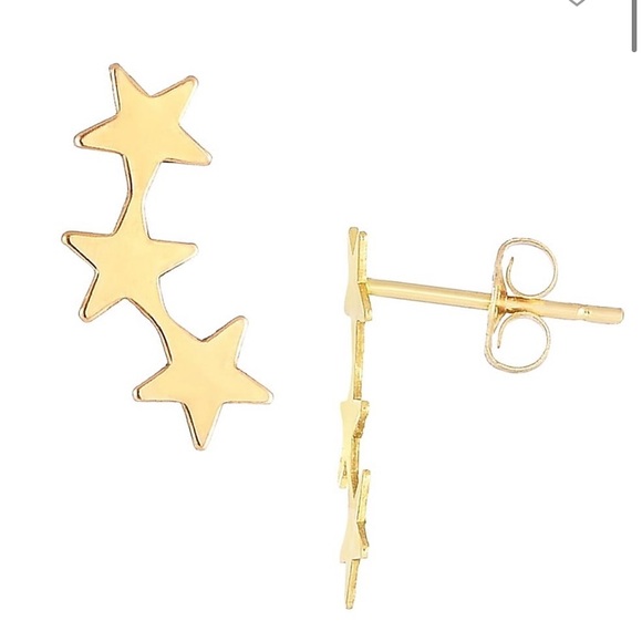 14k yellow gold climber star earrings